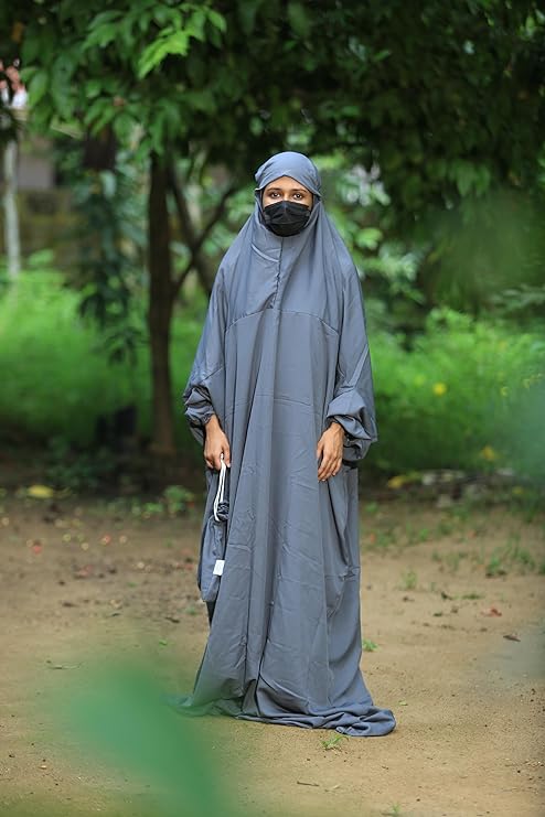 Islamic Prayer Dress (Free Size) - Plain Dark Ash